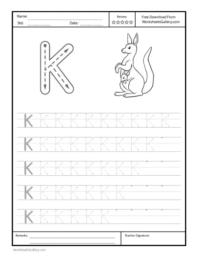 Letter K tracing with 11 Vital Lessons for Happy Learners