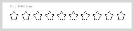 Printable worksheet featuring nine outlined stars for a number coloring activity