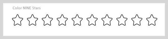 Printable worksheet featuring nine outlined stars for a number coloring activity