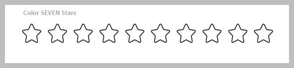 A row of seven outline stars with the text 'Color SEVEN Stars' above them.