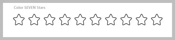 A row of seven outline stars with the text 'Color SEVEN Stars' above them.