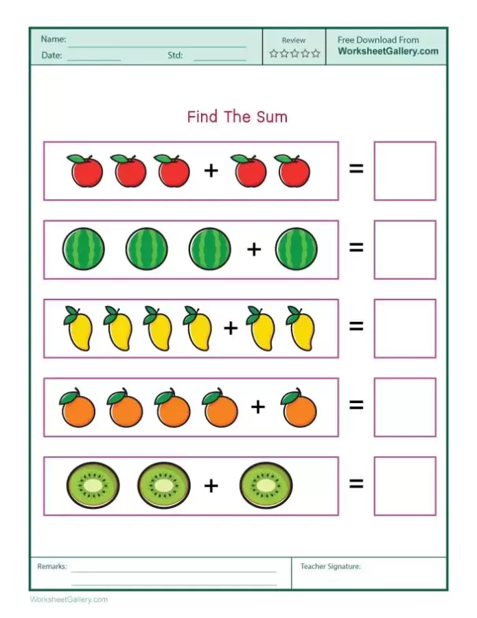 6 Brilliant Find the Sum Worksheet Ideas for Kids