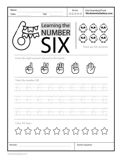 10 Brilliant Steps: Trace Number 6 Worksheet for Early Math Mastery