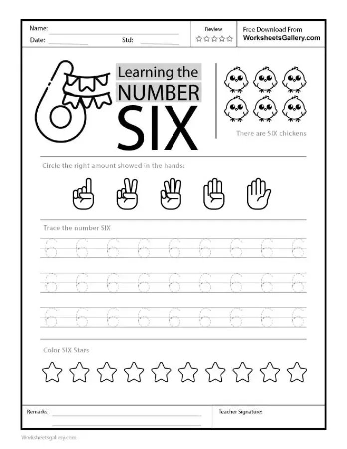 10 Brilliant Steps: Trace Number 6 Worksheet for Early Math Mastery