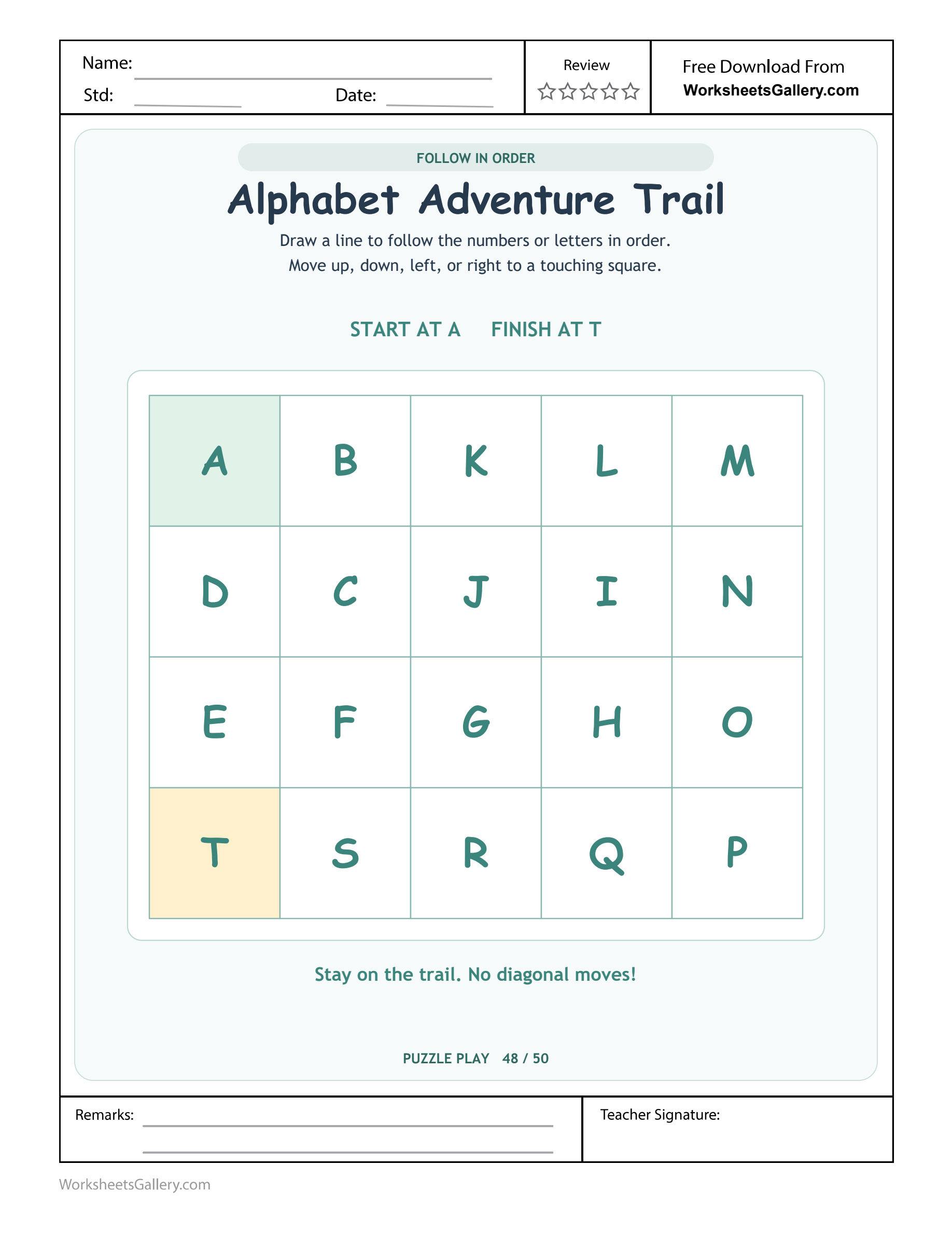 Alphabet Touching Trail: 20 Brilliant Letter Stops