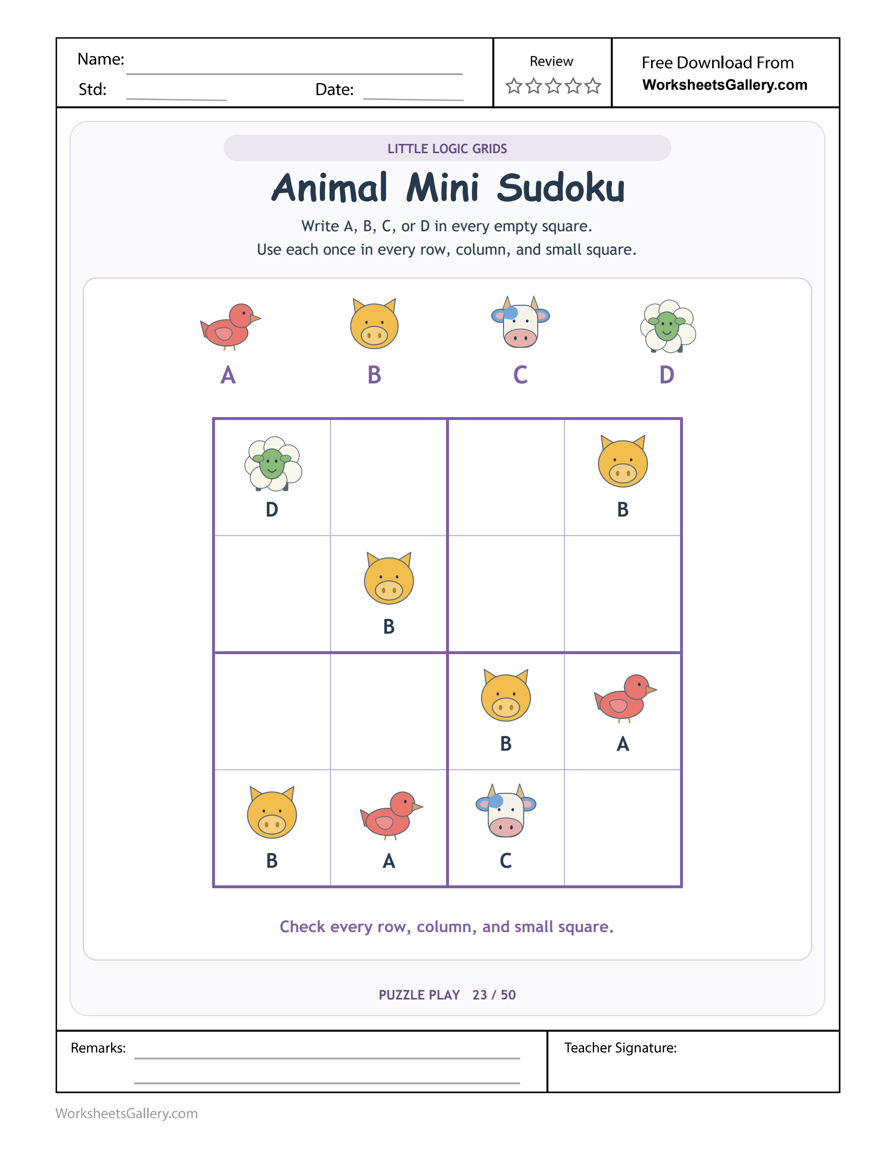Animal Letter Sudoku: 4 Clever Codes for Little Logic