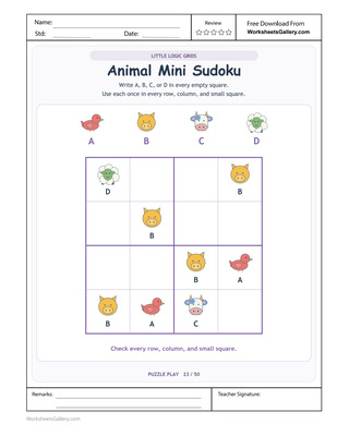 Animal Letter Sudoku: 4 Clever Codes for Little Logic