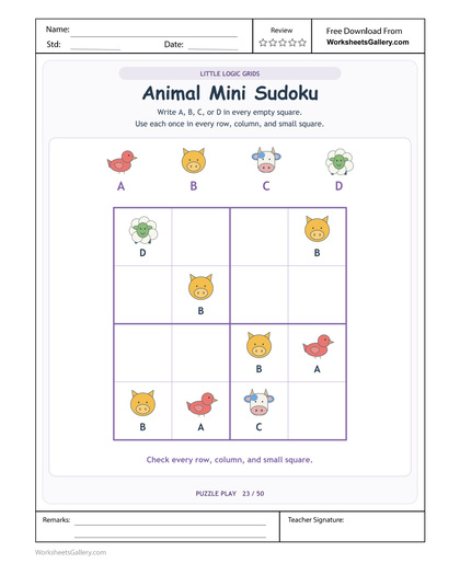 Animal Letter Sudoku: 4 Clever Codes for Little Logic