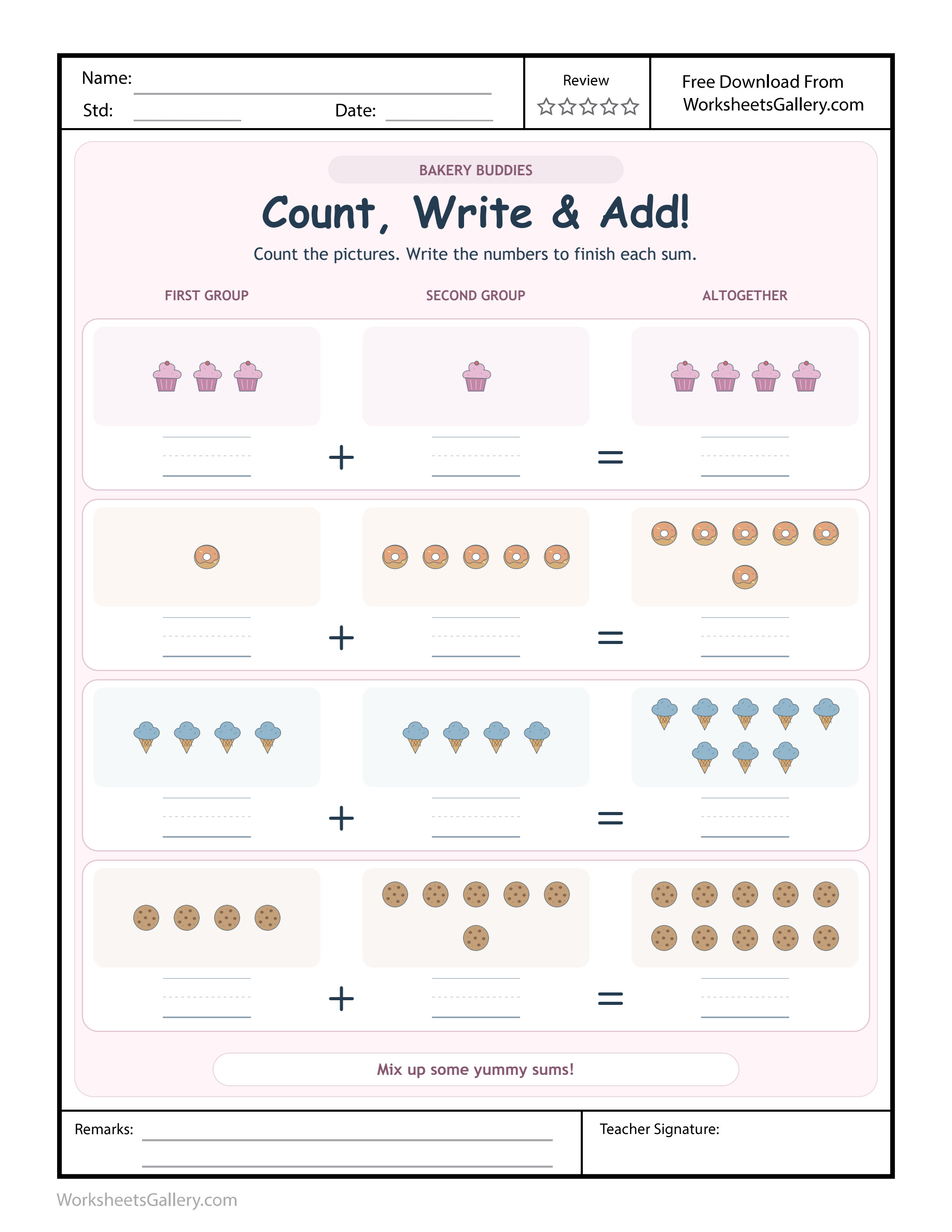 Bakery Double Batch: 6 Brilliant Picture Sum Activities