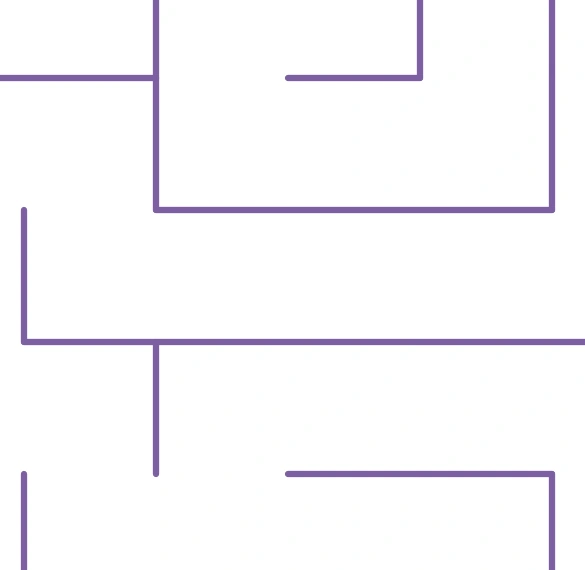 Bee Garden Maze: centre passages view Purple maze walls define several central junctions and open passages.