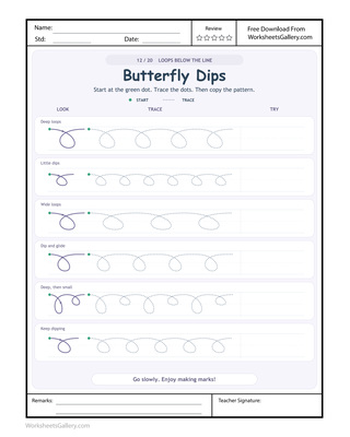 Butterfly Dip Paths: 4 Powerful Below-Line Tracing Games
