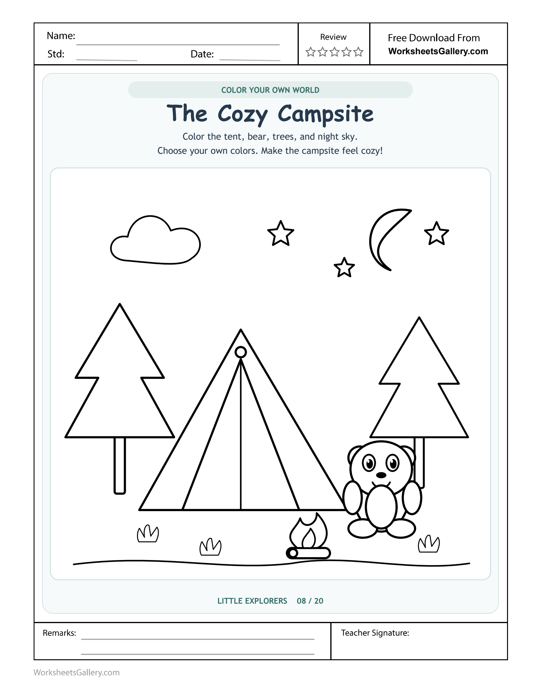 Cozy Campsite Coloring: 5 Delightful Scene Choices