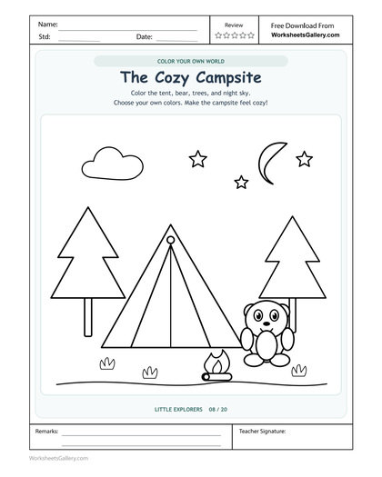 Cozy Campsite Coloring: 5 Delightful Scene Choices