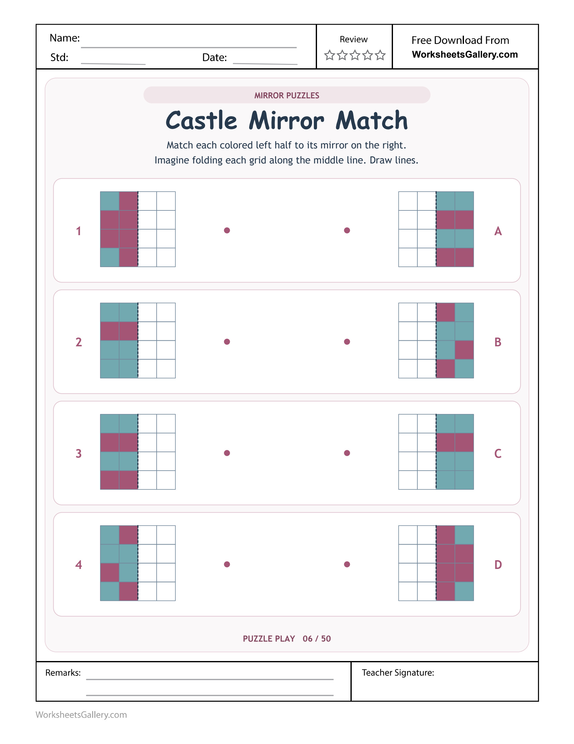 Castle Mirror Puzzle: 4 Clever Same-Height Matches