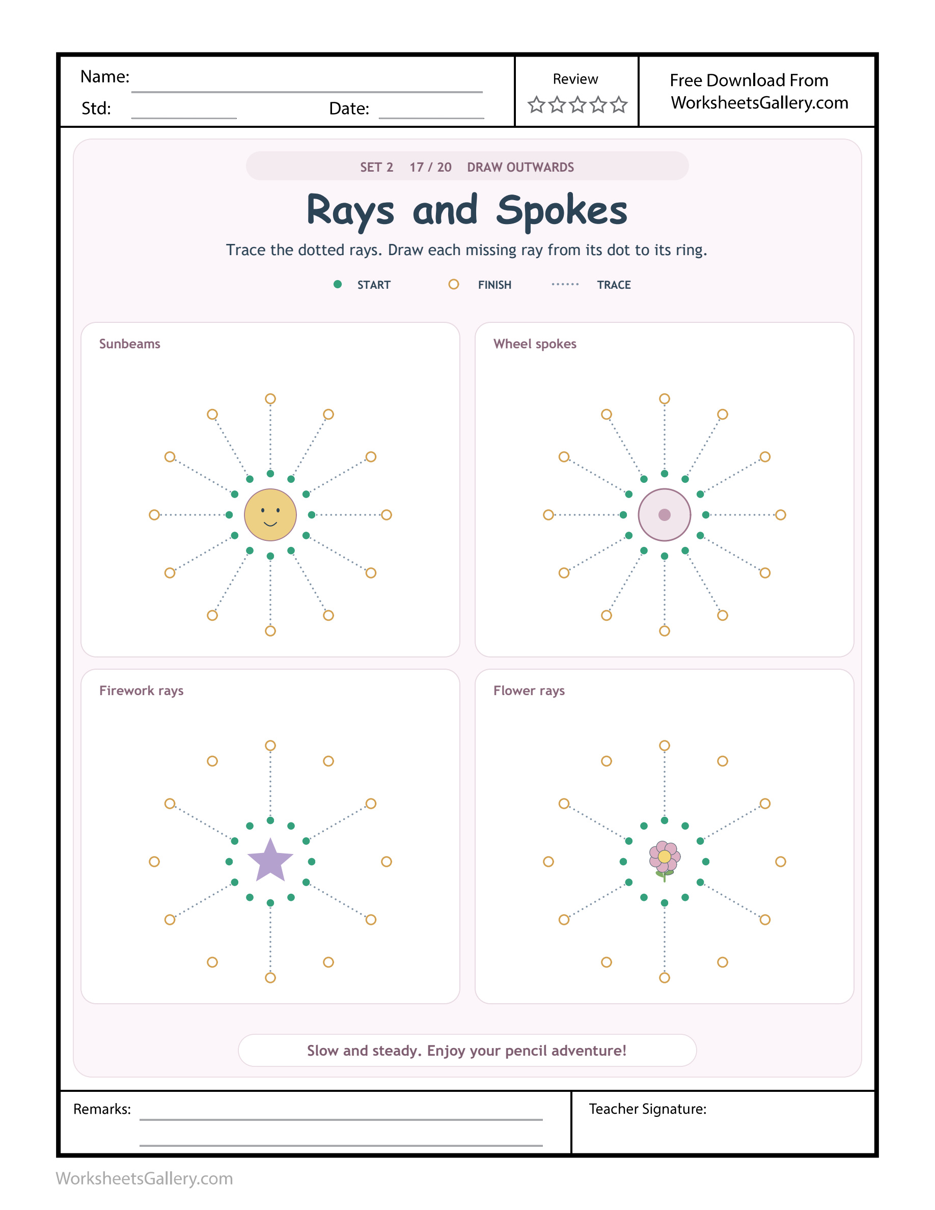 Outward Pencil Rays: 4 Brilliant Center-to-Ring Games