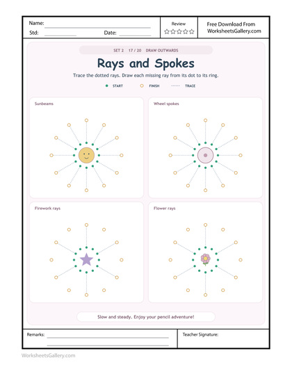 Outward Pencil Rays: 4 Brilliant Center-to-Ring Games