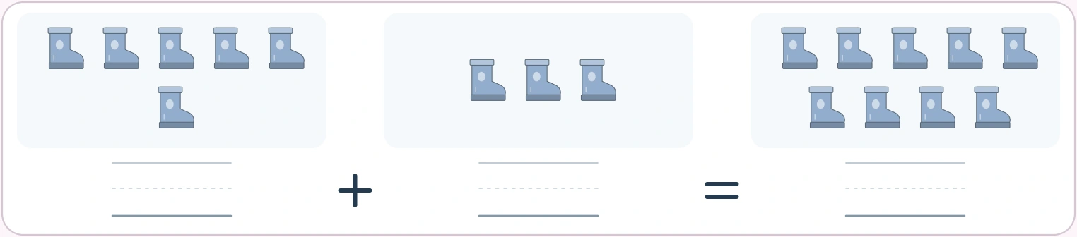 Include every individual boot in the final record Six boots joined with three boots and a nine-boot total
