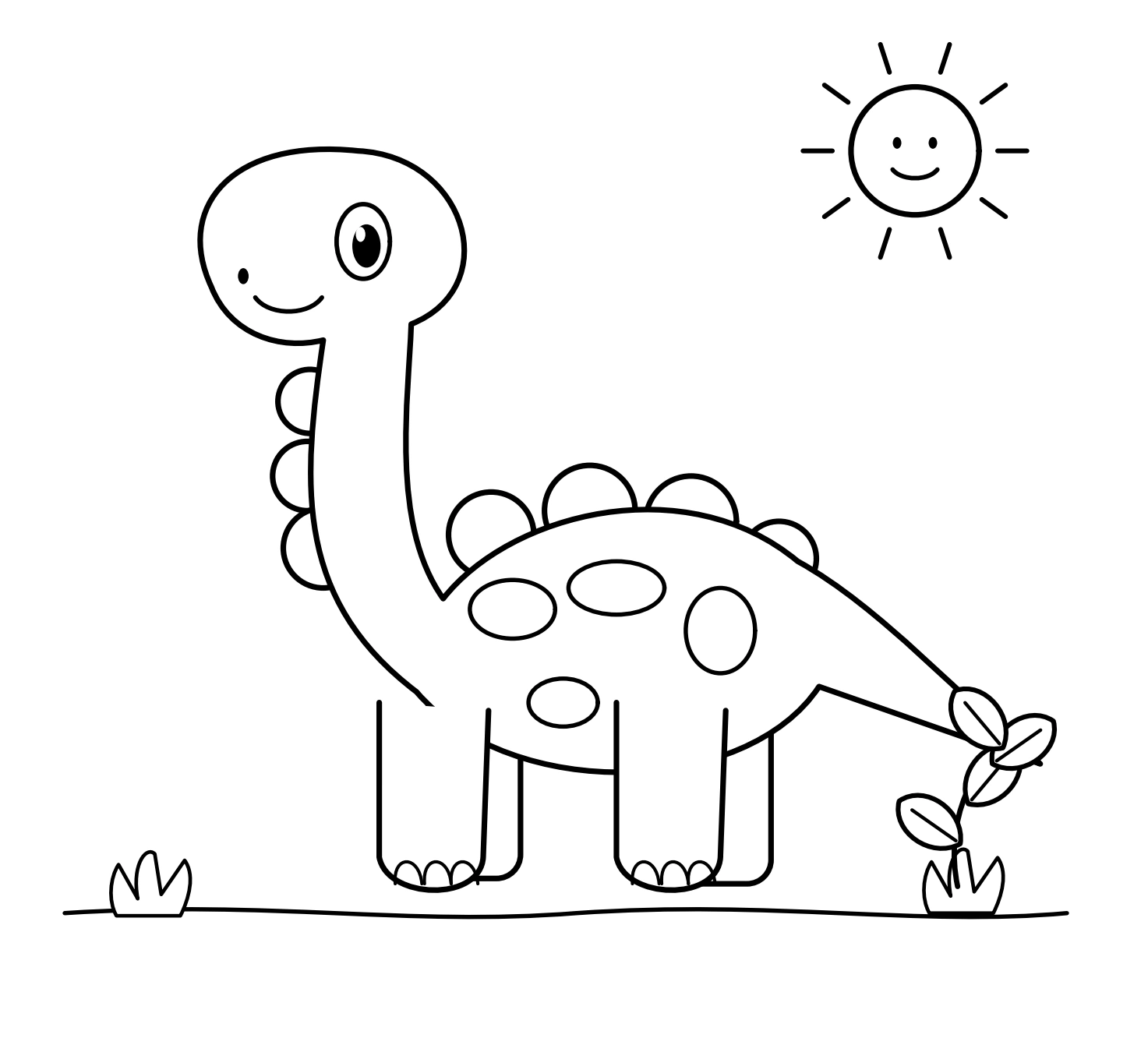 Long-neck dinosaur with body spots in a simple sunny landscape