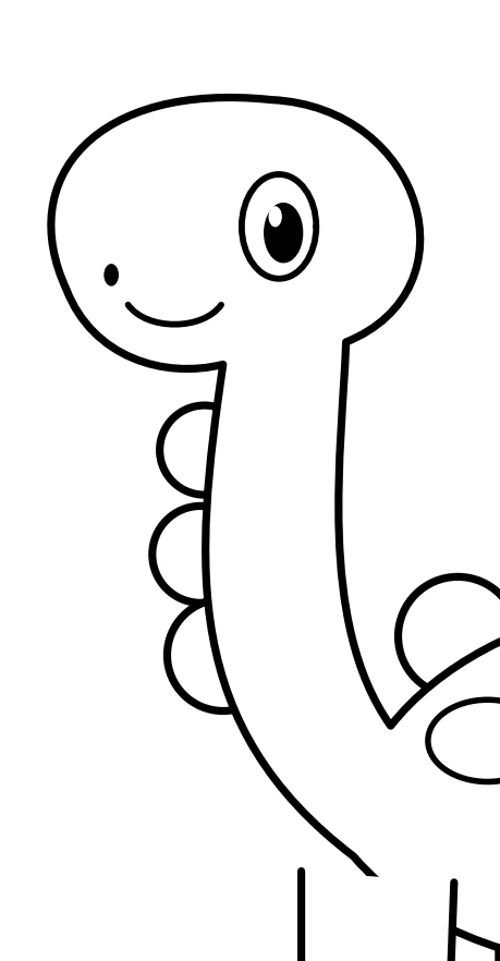 Dinosaur head and long curved neck with small edge bumps