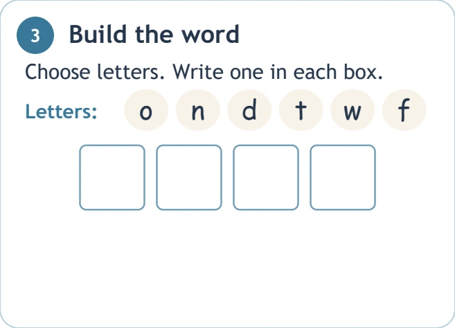Four selected characters must be reordered Bank o n d t w f above four answer boxes