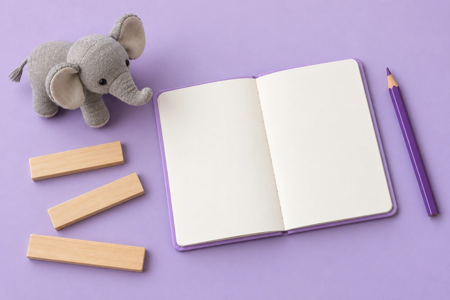 Handmade elephant learning props with unprinted writing materials for a Ee story