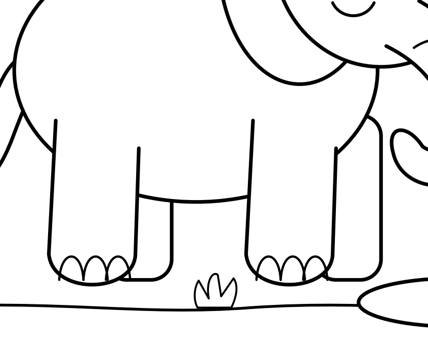 Broad elephant belly and legs within a curved body outline