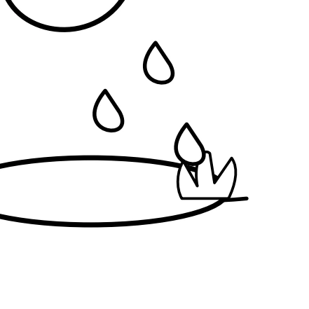 Small outlined drops falling into the elephant puddle