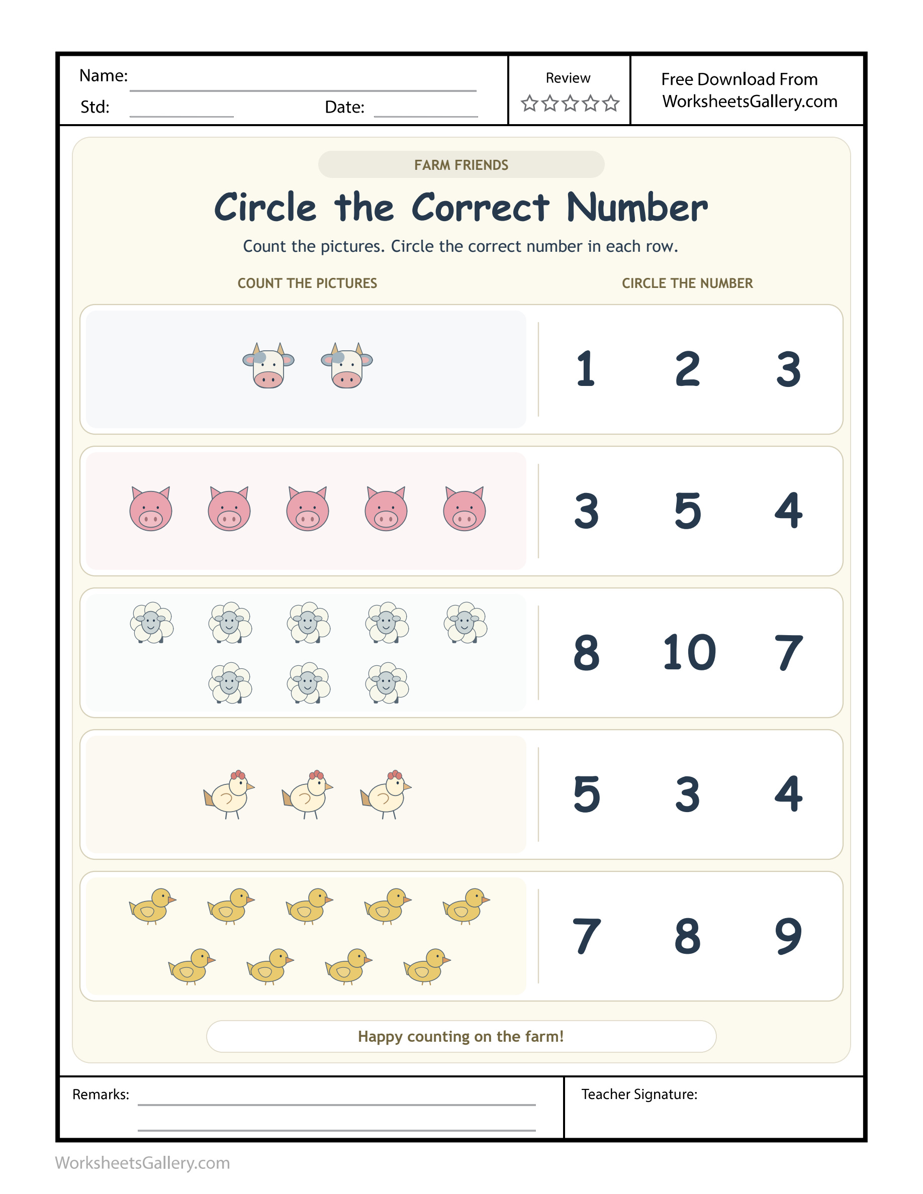 Farm Picture Totals: 5 Wonderful Animal Counting Tasks