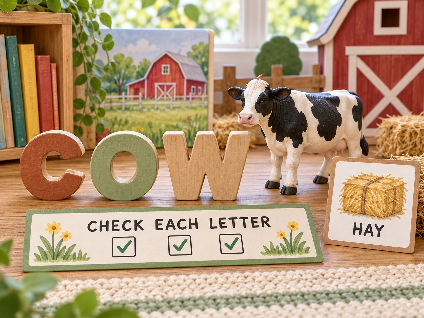 A cow model beside the complete C-O-W letter run
