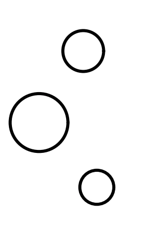 Three round bubble outlines above the fish
