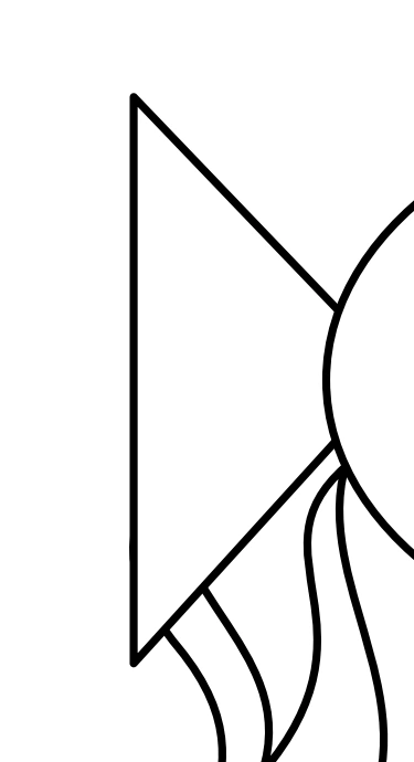 Triangular fish tail next to curved body edges