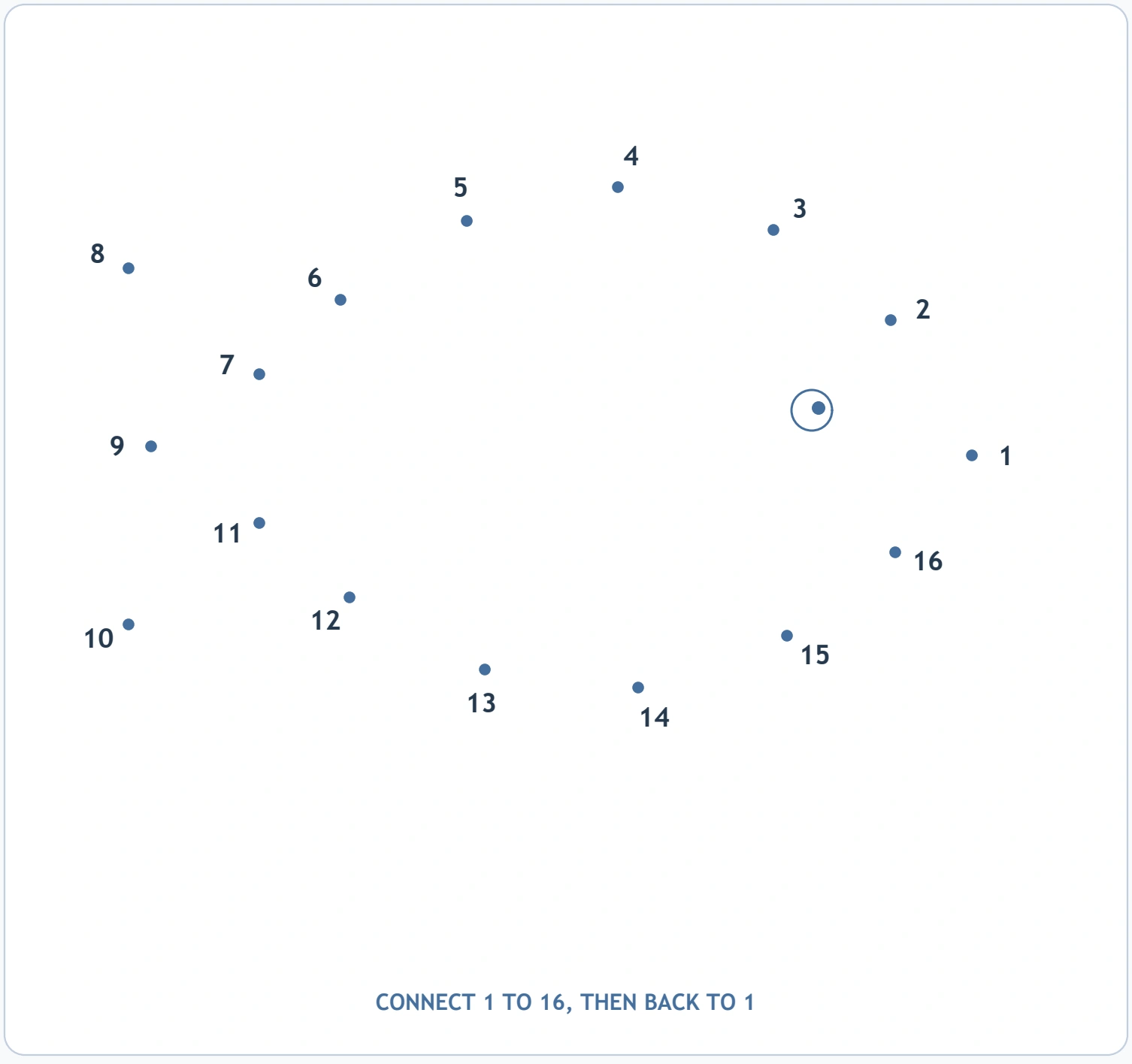 Fish Dot Connections: sixteen-dot fish field The complete fish activity preserves sixteen numbered dots, its eye and the closing instruction.