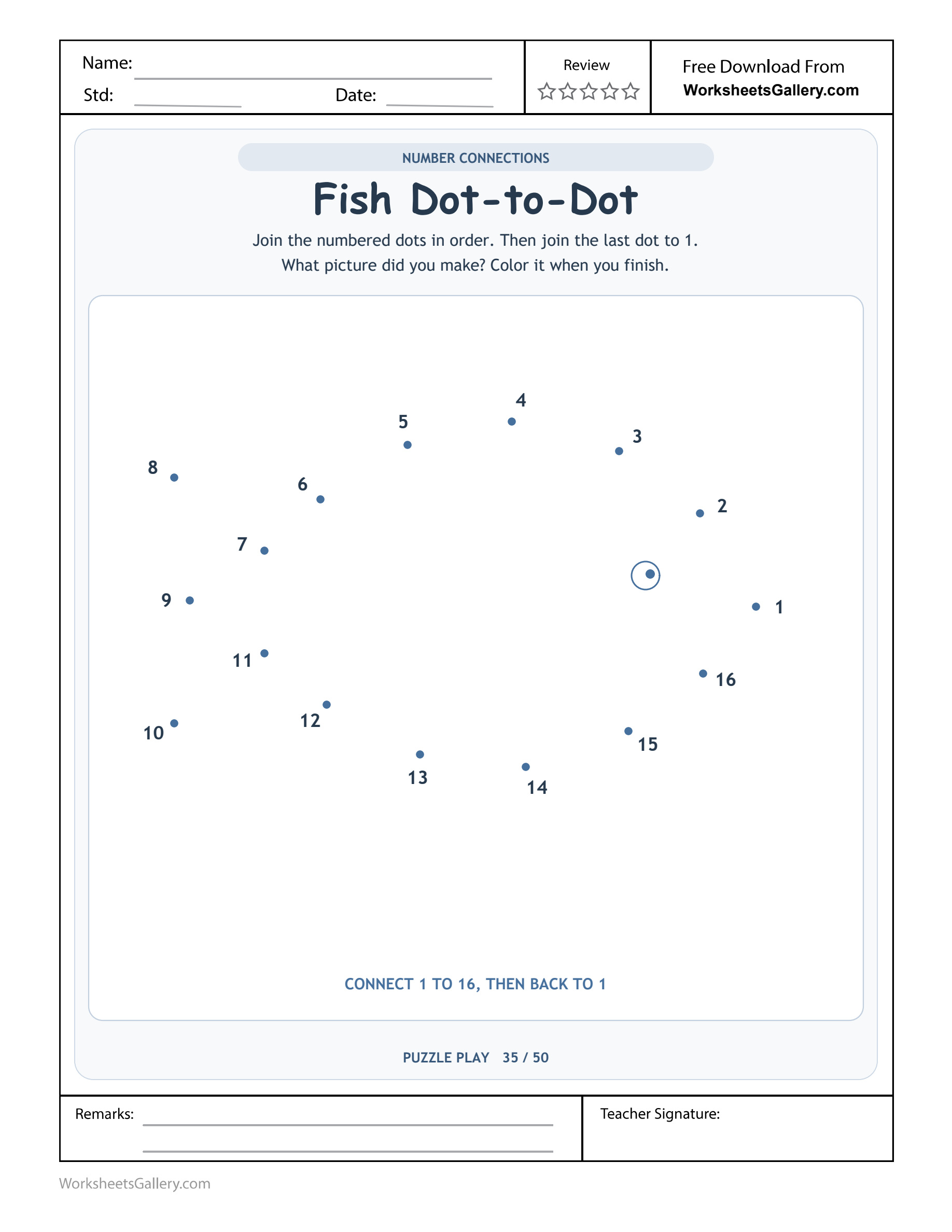 Fish Dot Connections: 16 Wonderful Number Stops
