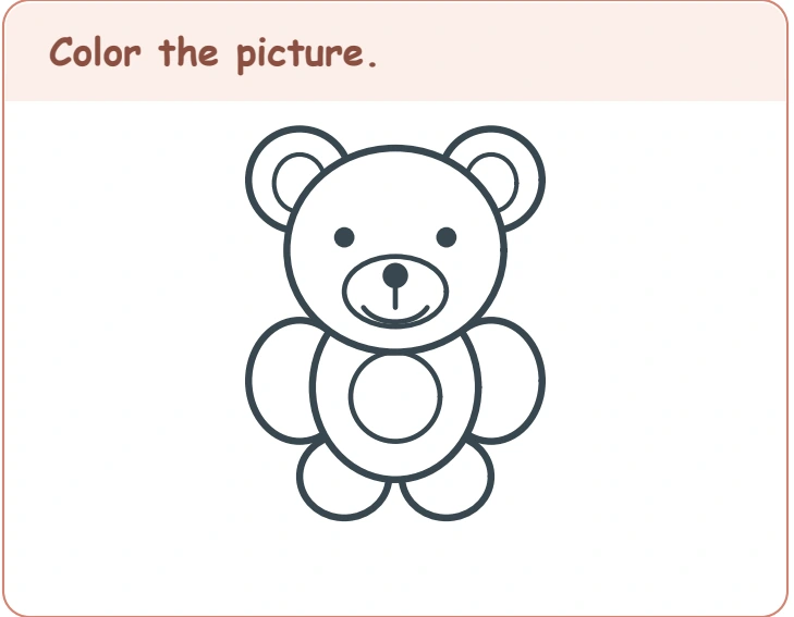 A single bear outline offers a quieter picnic-table task Large blank teddy-bear outline with round ears, belly and paws