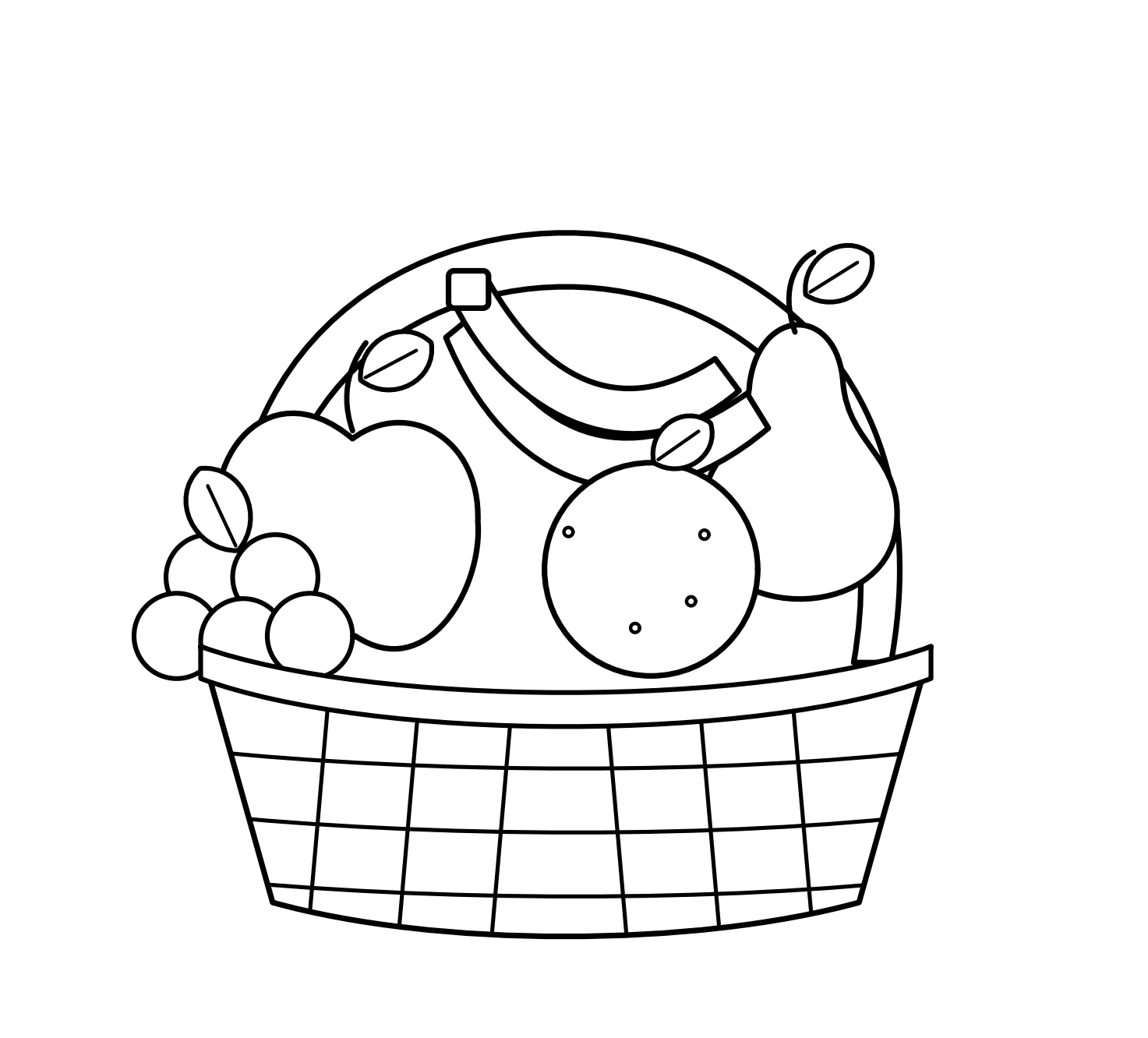 Mixed fruit overlapping above a gridded basket