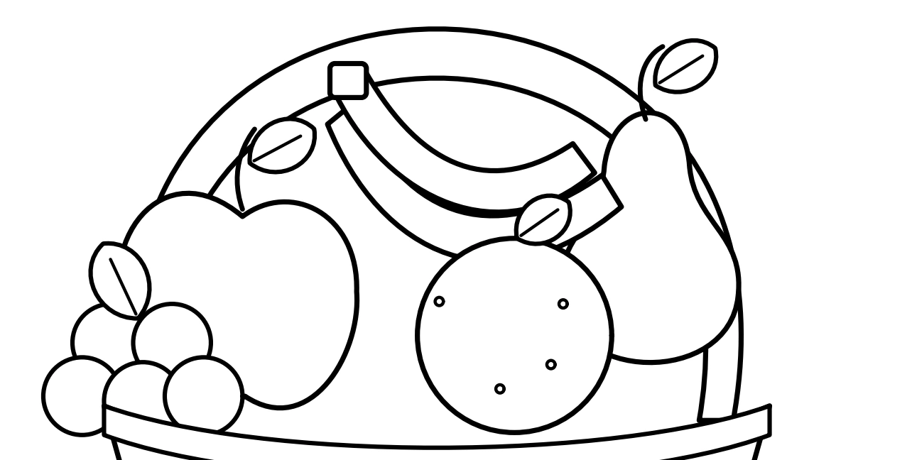 Apple pear orange and curved bananas sharing the basket opening