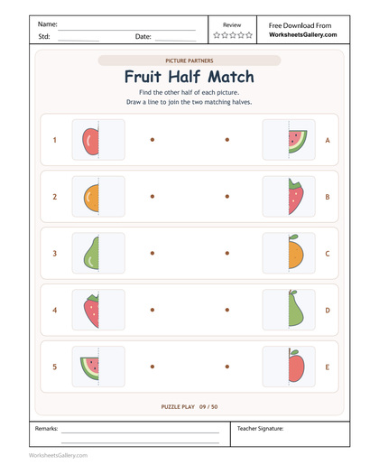 Fruit Half Matching: 5 Fresh Picture-Pair Discoveries