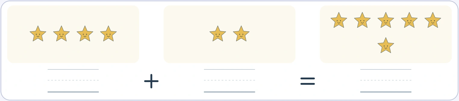 Four stars and two stars shown together as six stars