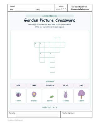 Garden Picture Crossword: 5 Wonderful Letter Crossings