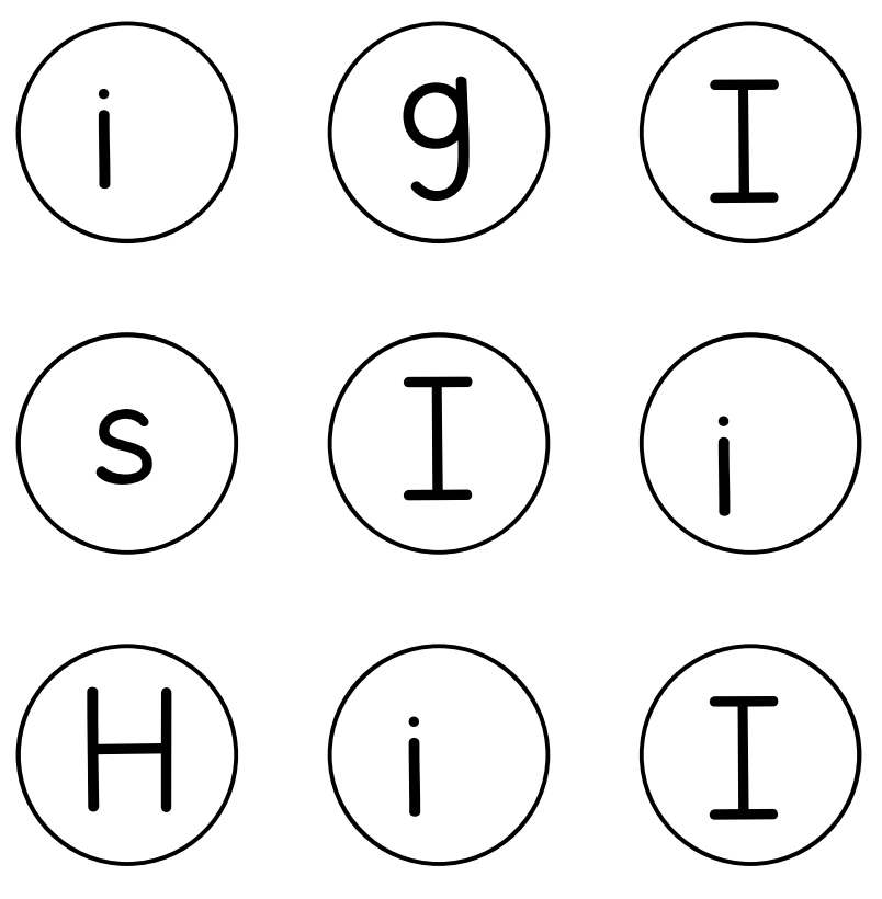 I/i recognition circles in rows i g I, s I i, and H i I