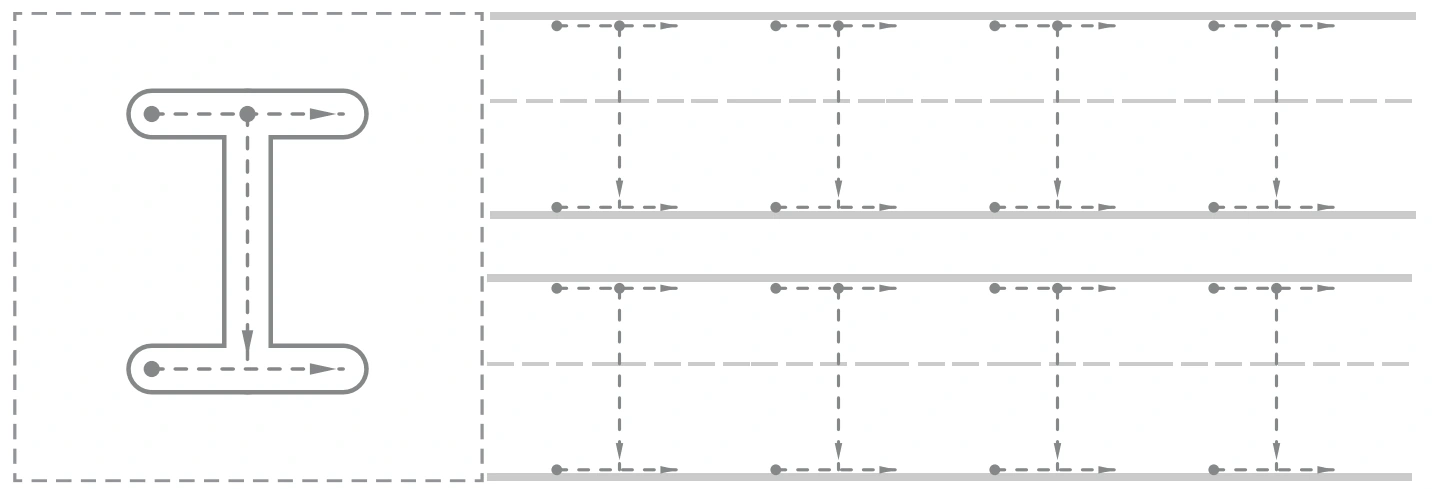Ii uppercase panel with a large I guide and eight smaller capital tracing forms