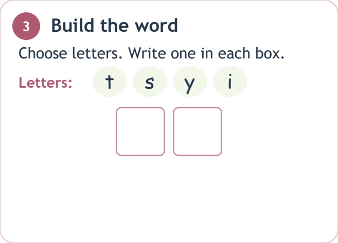 Characters t s y i above two answer boxes for is