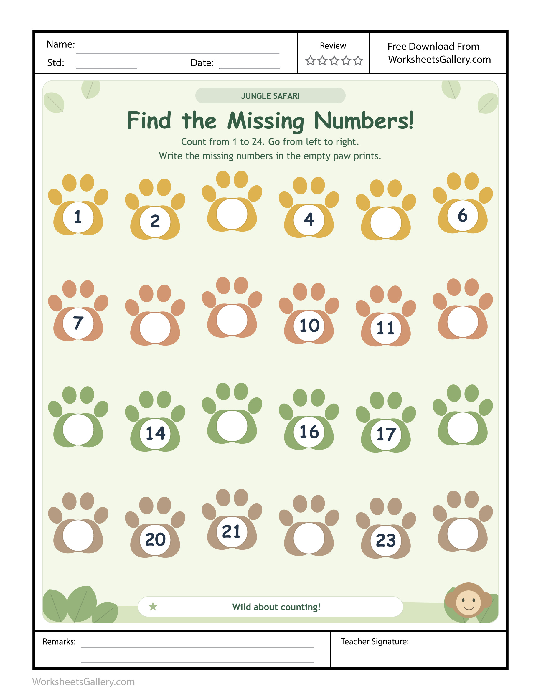 Jungle Missing Numbers: 4 Wonderful Paw Trail Repairs