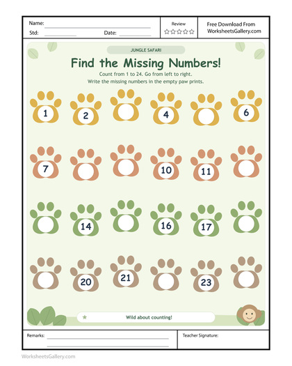 Jungle Missing Numbers: 4 Wonderful Paw Trail Repairs