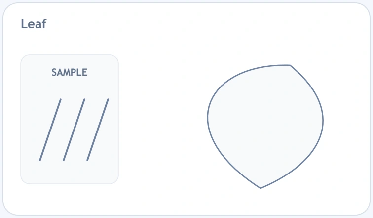 Slanted-line sample next to an unfilled leaf outline