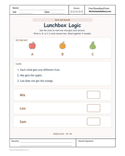 Lunchbox Logic Clues: 3 Clever Fruit Assignments