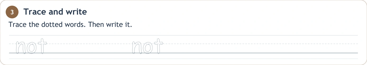 Two dotted not examples aligned above source writing guides