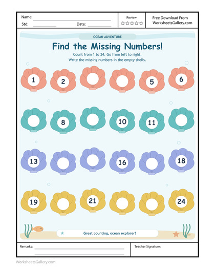 Ocean Missing Numbers: 4 Wonderful Shell Bridge Tasks