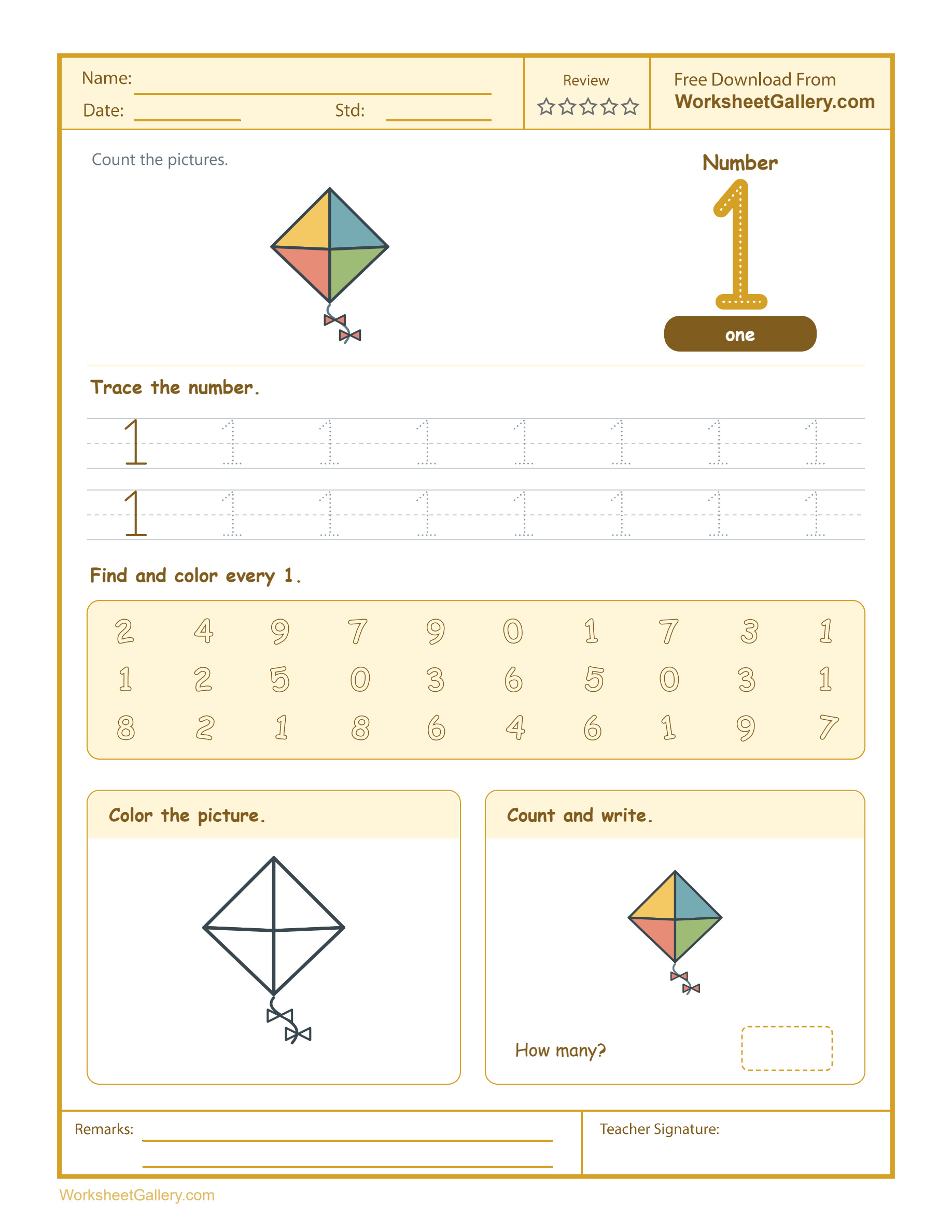 Number 1 Worksheet: 5 Brilliant Kite Discovery Games