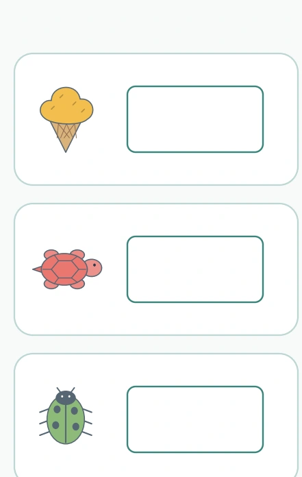 Park Grid References: first three park targets Ice cream, turtle and ladybug each identify a separate reference response.